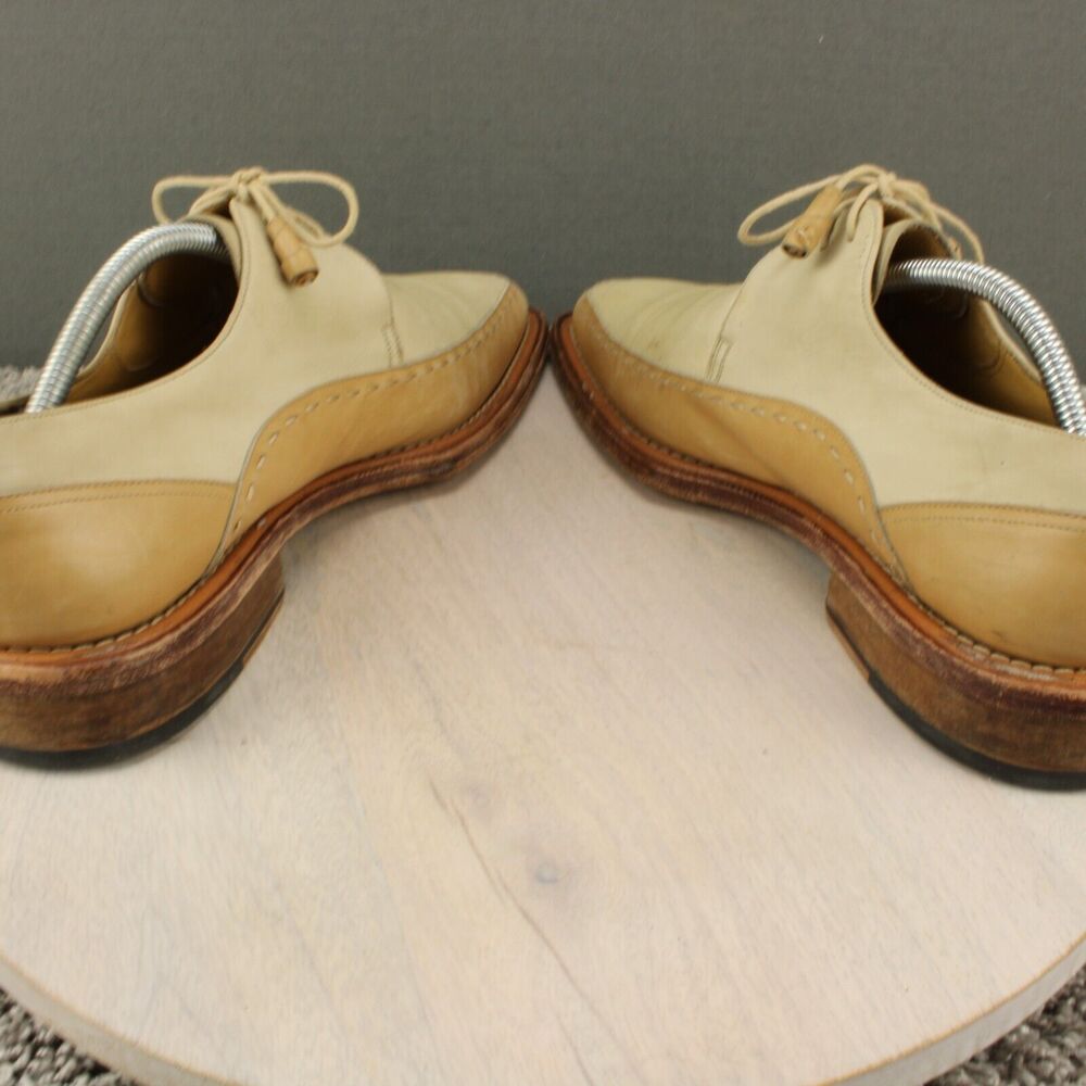 Mezlan Two-Tone Cream & Tan Leather Derby Oxfords - Picture 6 of 11